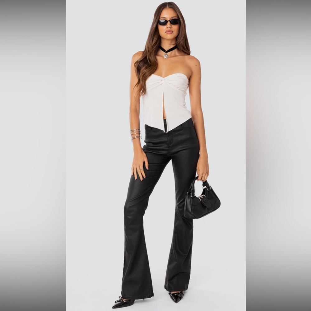 NWOT Edited Leather Flare Jeans